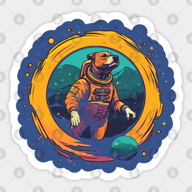 Space Explorer Amstaff: Journey to the Stars Sticker by Cute Dogs AI